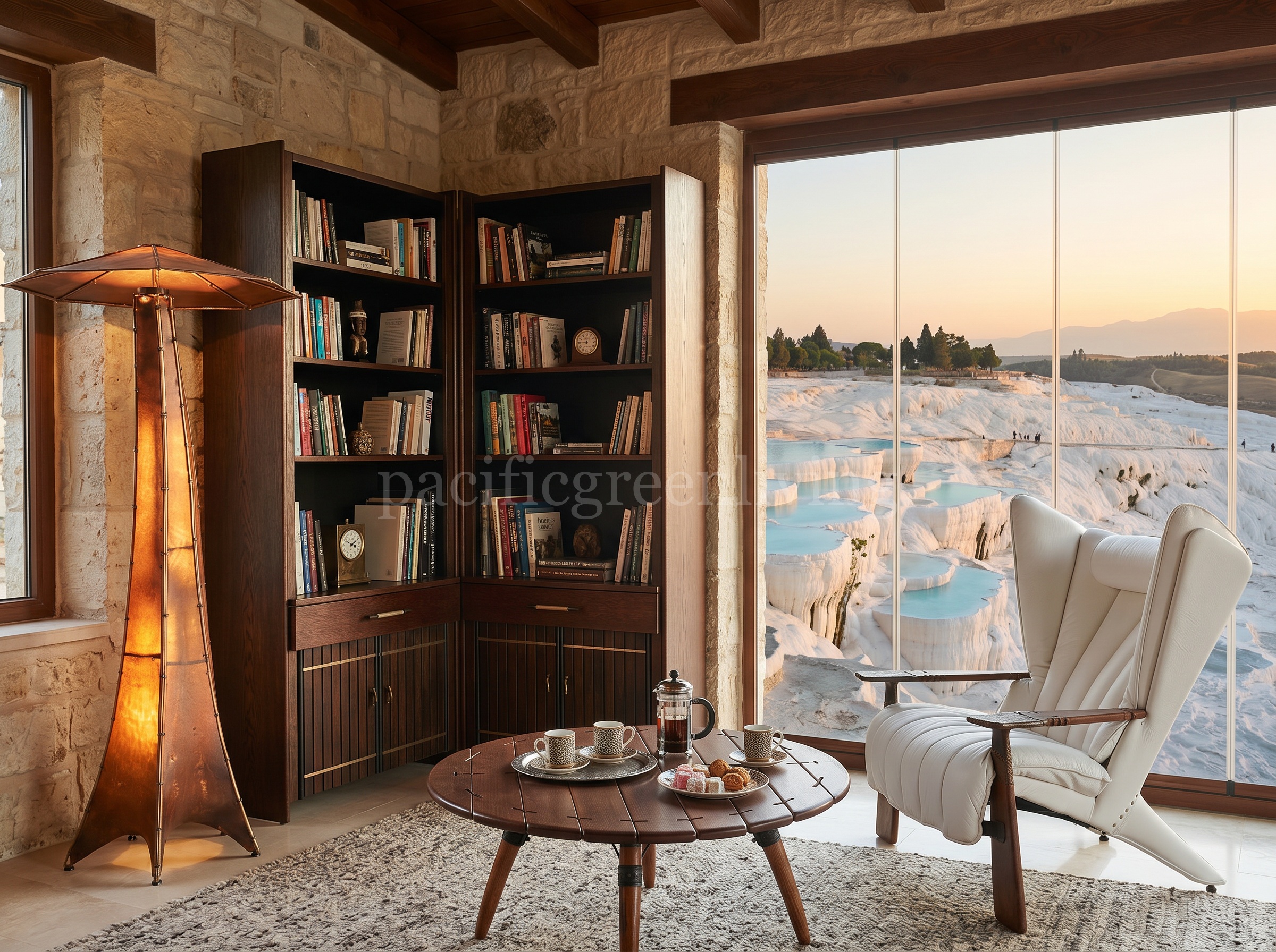 Pacific Green 雪景治愈書房与白色 Verite Armchair