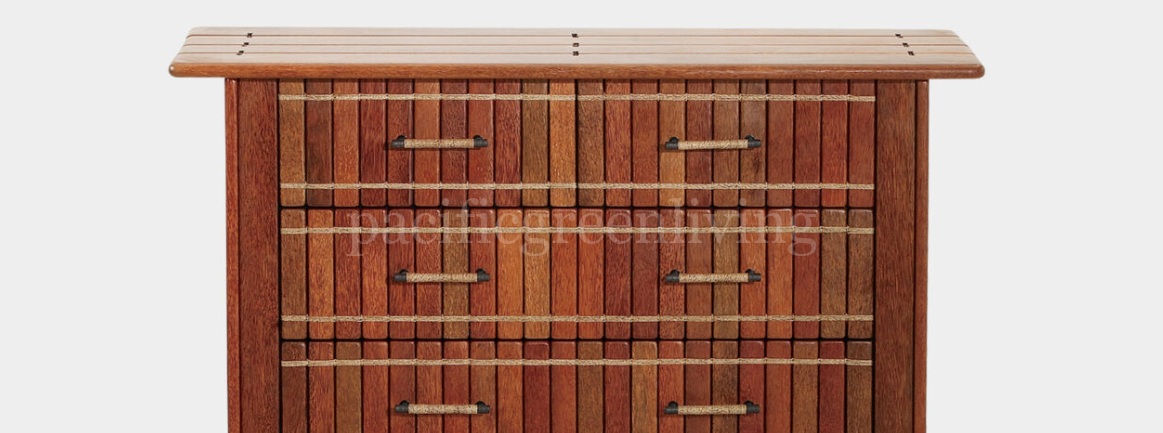 Six Drawer Upright Unit for Pacific Green tea room furniture scheme
