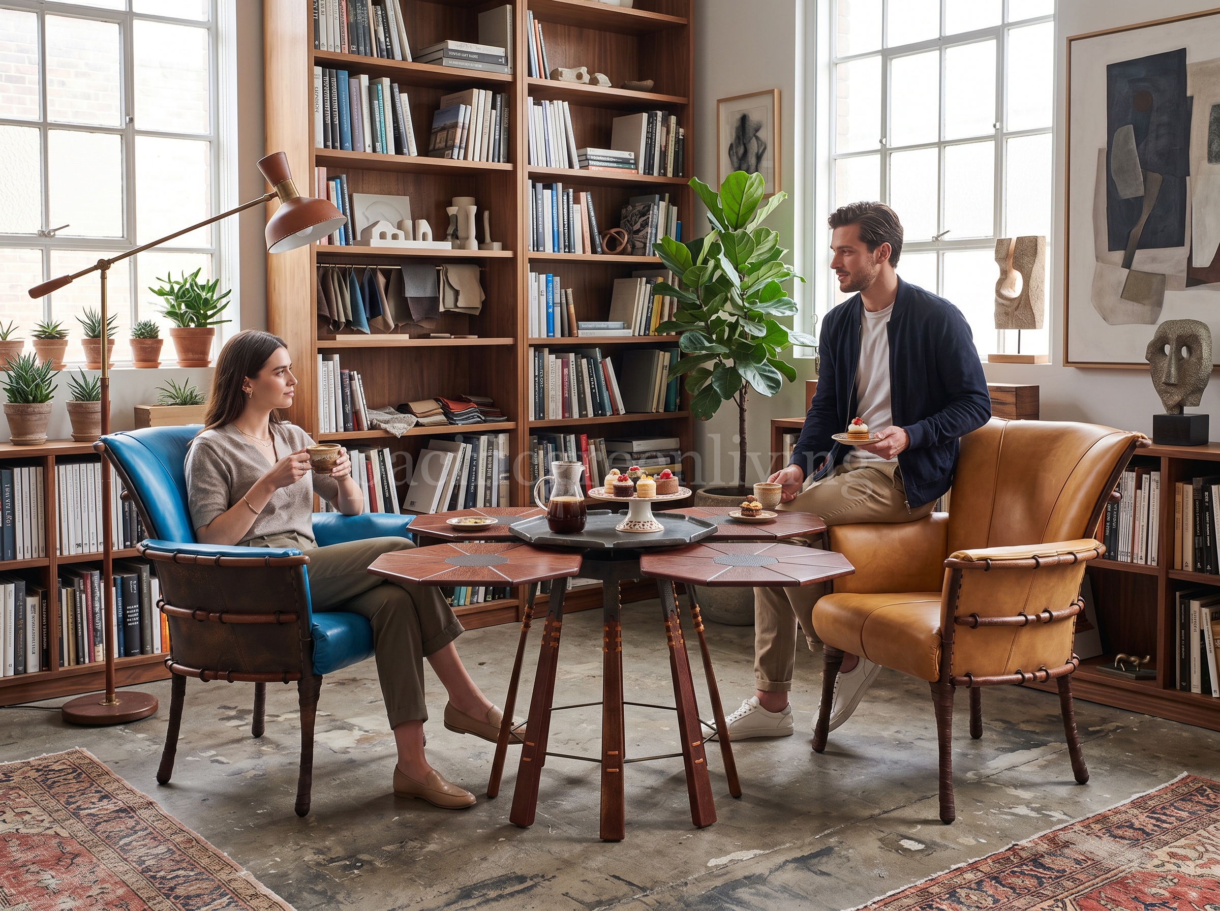Pacific Green VERITAS DINING TABLE and NAVAJO DINING CHAIR in a designer studio
