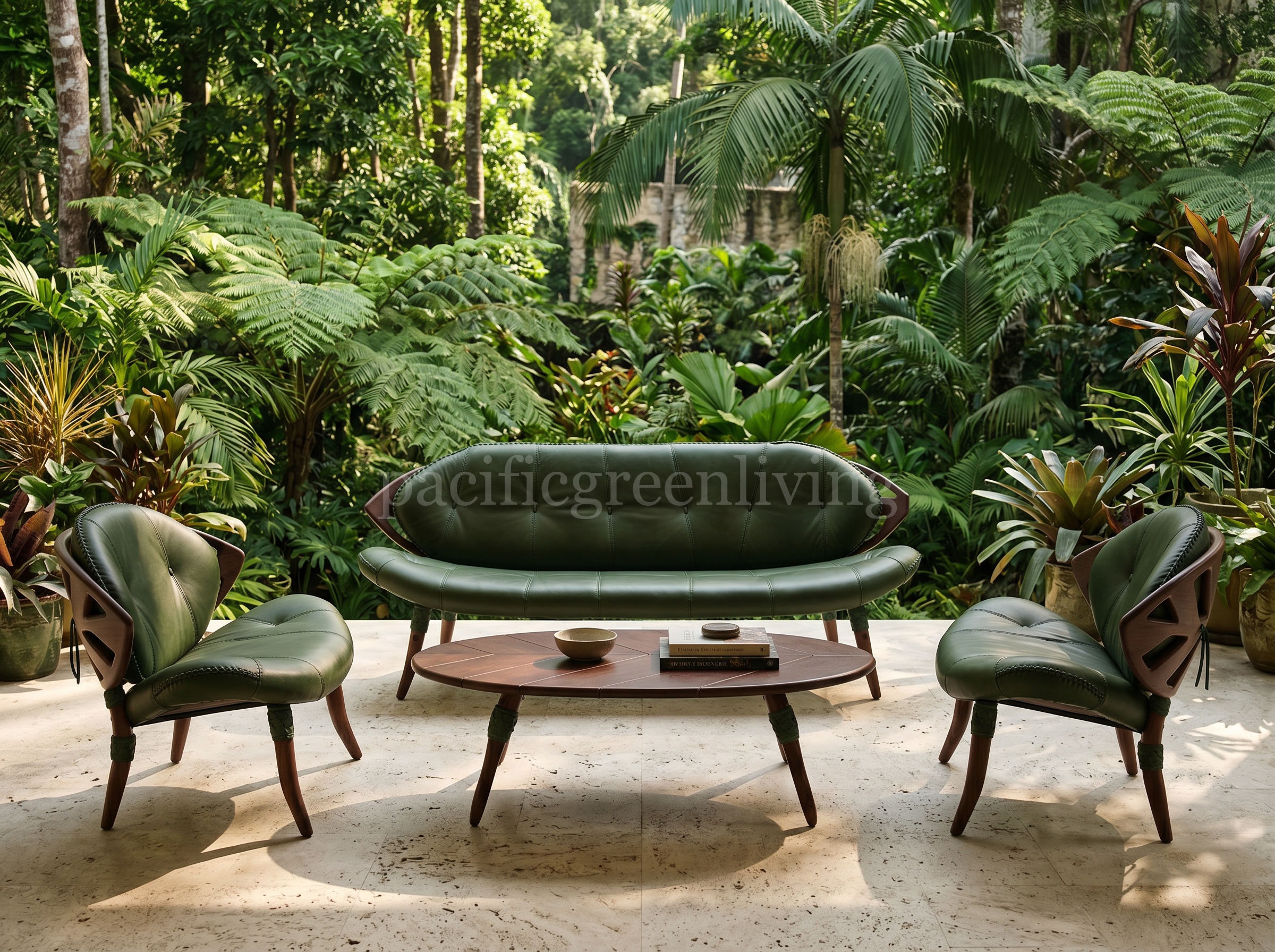 Pacific Green Zulu balcony lounge in forest deep green mood