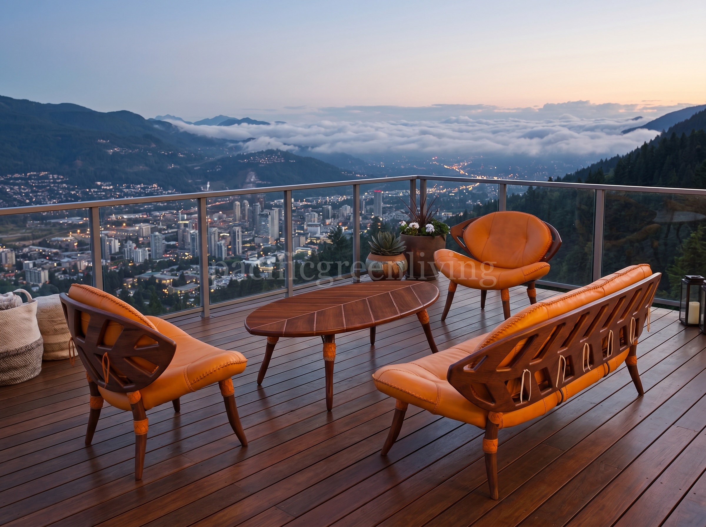 Pacific Green Zulu balcony lounge with mountain city view