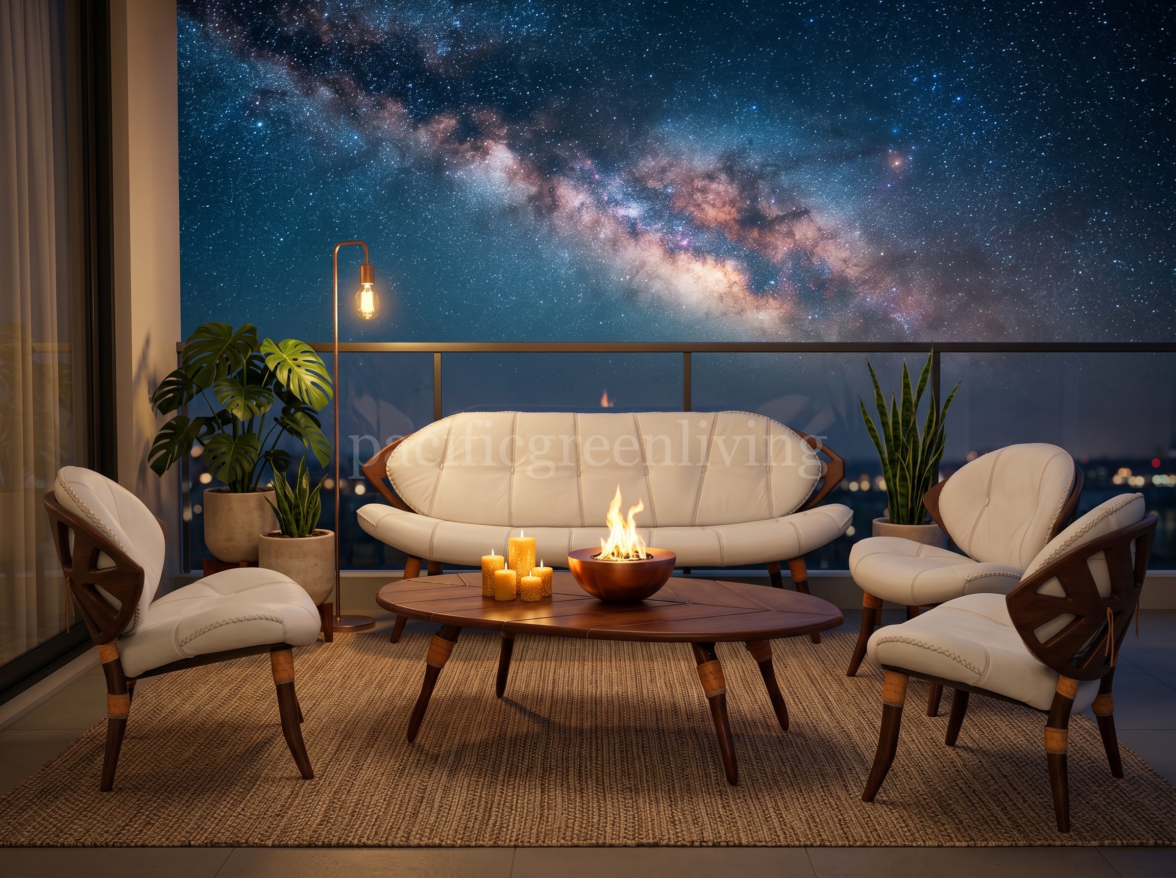 Pacific Green Zulu sheltered balcony lounge under the stars