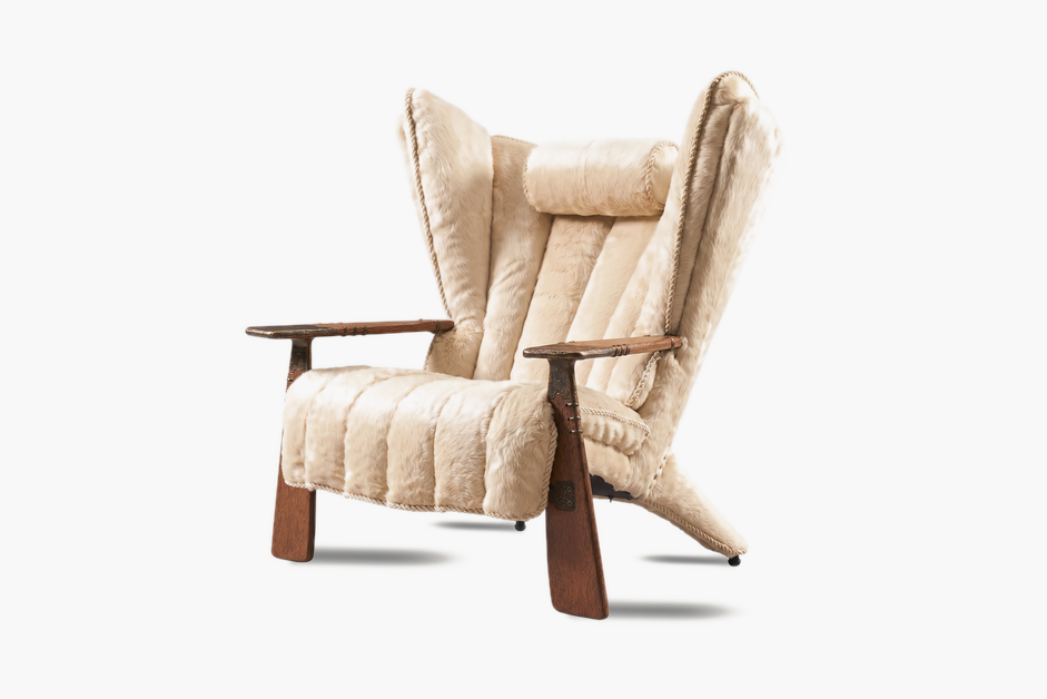 Verite Armchair ivory suede leather variant